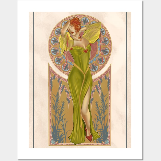 Art nouveau style girl Wall Art by SosiCreatesArt